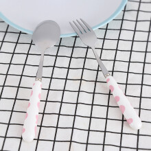 2 pcs Pink Stainless Steel Child Flatware Set with Box, Durable & Safe