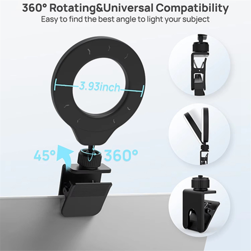 Lampada LED regolabile per selfie con clip per computer portatile 2