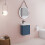 Balterley Blue 400mm Wall Hung Cloakroom Vanity Basin Unit with Black Handle Compact Bathroom Storage 4