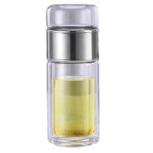 High Borosilicate Glass Tea Water Bottle-Double Layer Infuser Tumbler