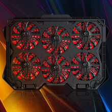 6-Height Adjustable RGB Laptop Cooling Pad for Under 19in Metal Mesh