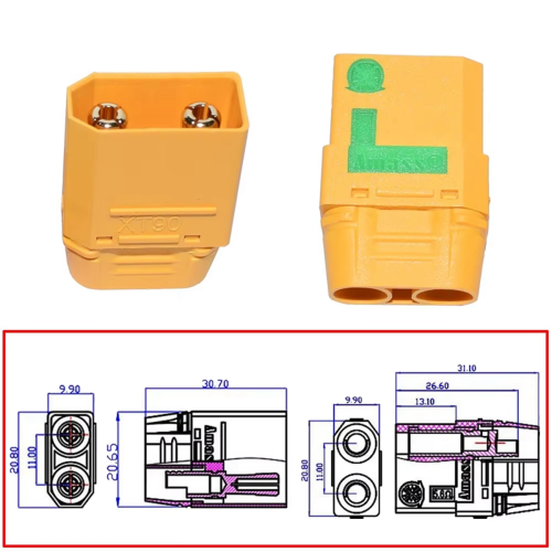 Para cabos de conexão antifaísca XT90 de 12 pés 2