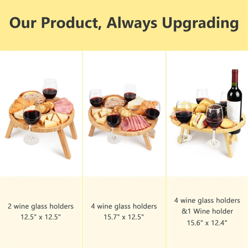 Portable Wine Table, Outdoor Folding Wine Picnic Table,Camping, Beach 1