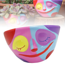 Vaso colorato a forma di faccia per piante grasse 12.8x12.8x7.6cm