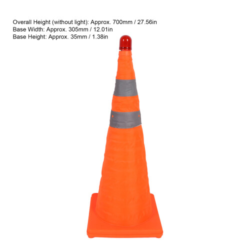 Foldable Traffic Cones 70CM with 360 Reflective Strips & Warning Light 1