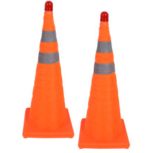 Foldable Traffic Cones 70CM with 360 Reflective Strips & Warning Light