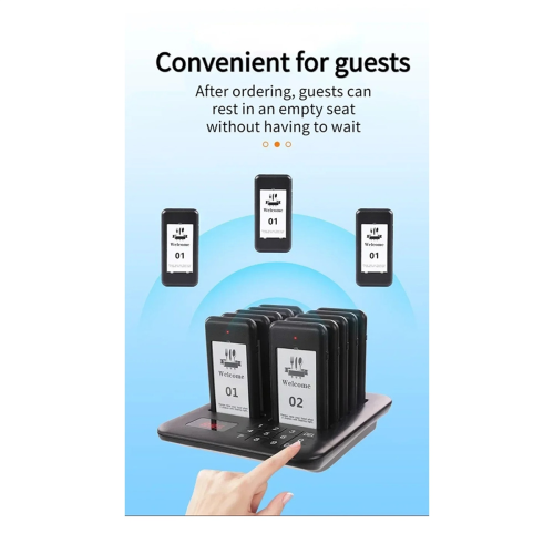 Wireless Restaurant Pager+10 Coasters Buzzer Pager Receiver EU Plug 2