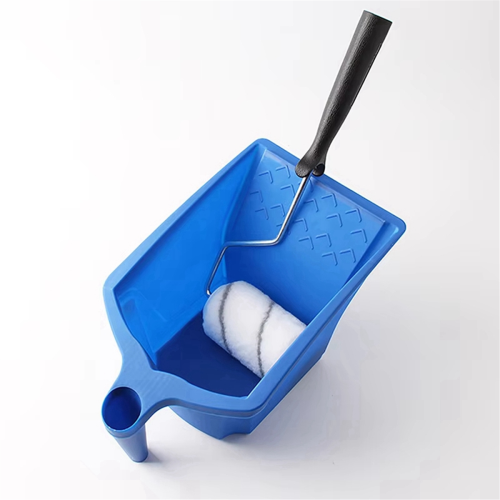 2 stuks rollerborstel met verfbekerconstructie, blauwe kunststofverf 1