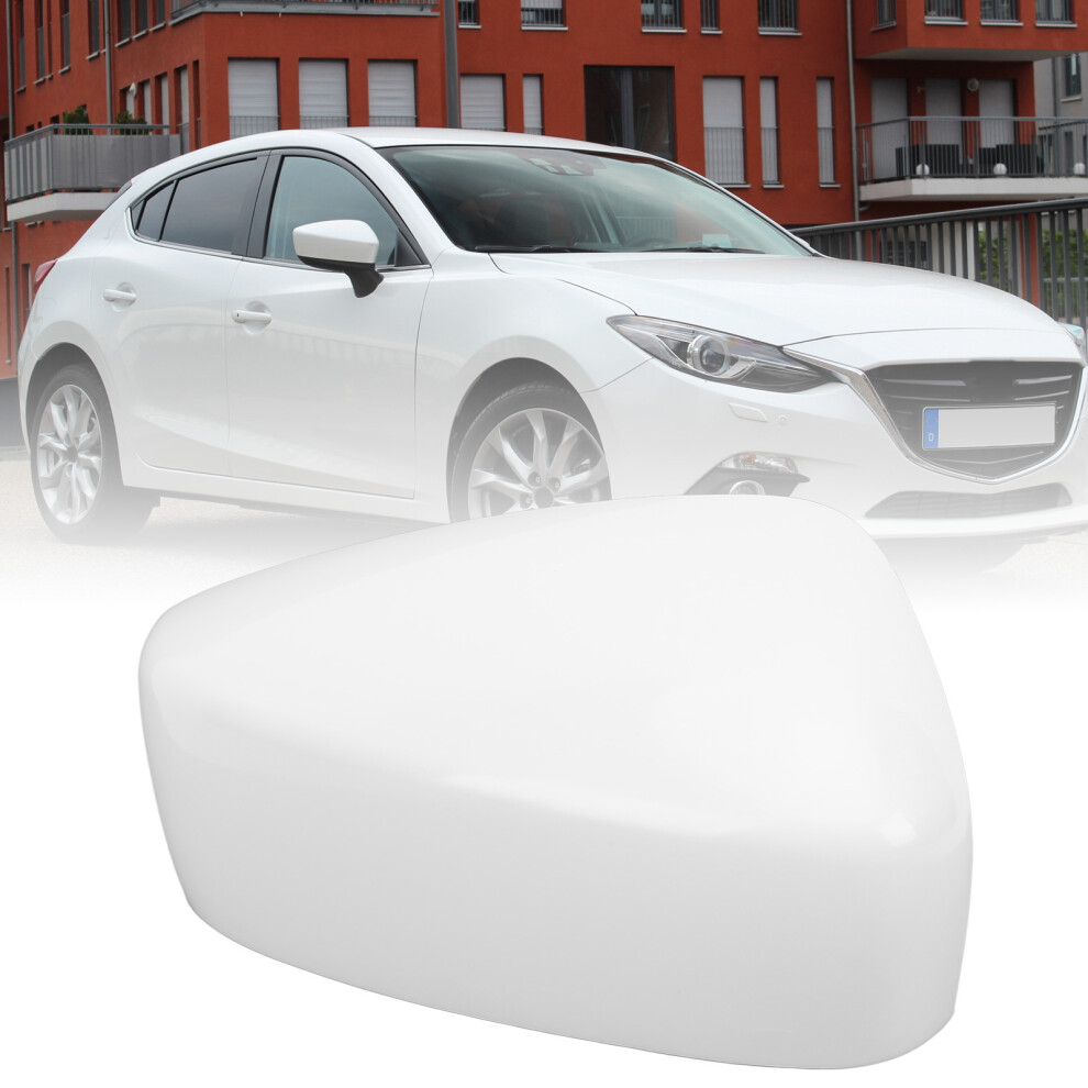 White ABS Side Mirror Cover Cap for 2014-2016 Mazda 3 Axela M3 Right