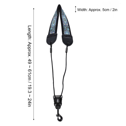 TS-07 Sangle de cou brodée pour saxophone Bleu Totem 49–61cm 1