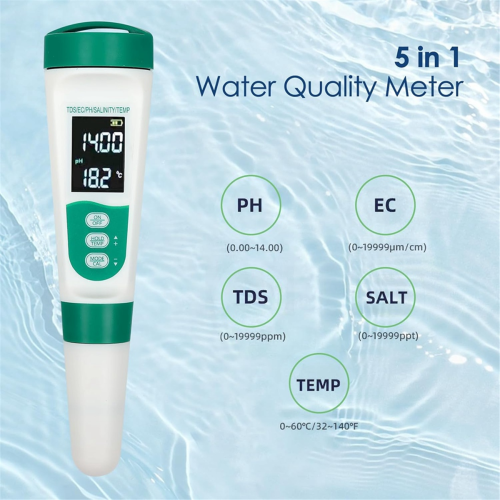 pH meter, hlasový tester kvality vody, merač pH/EC/TDS/slanosti/teploty 1