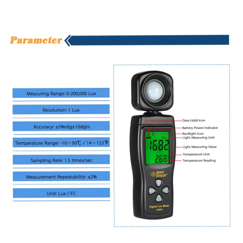AS803 Digital Lux Meter LCD Display Handheld 2