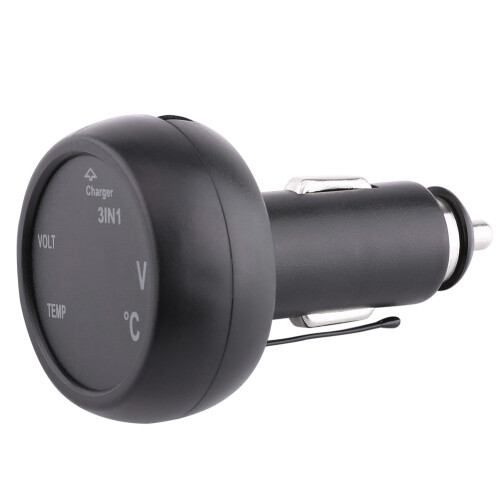 Dual LED Digital Display Voltmeter Thermometer Cigarette Lighter USB Car Charger 2