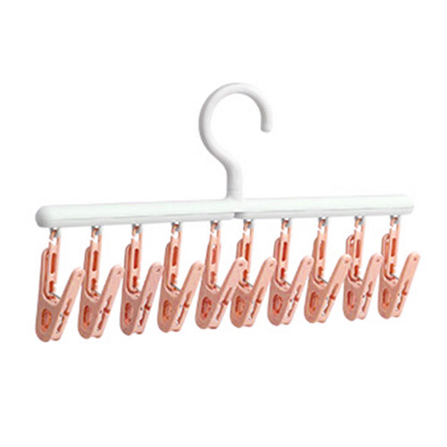 Multifunctional Socks Hanger 360 Rotating Clips 37x19cm Pink/White 1