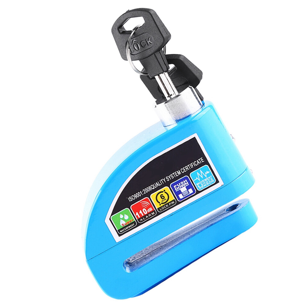 Anti Theft Disc Brake Lock For Motorcycle Scooter & Bicycle With Alarm Blue 6941334463335