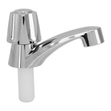 Grifo cromado de una sola perforación para RV, caño de 20 mm, base de 15 mm