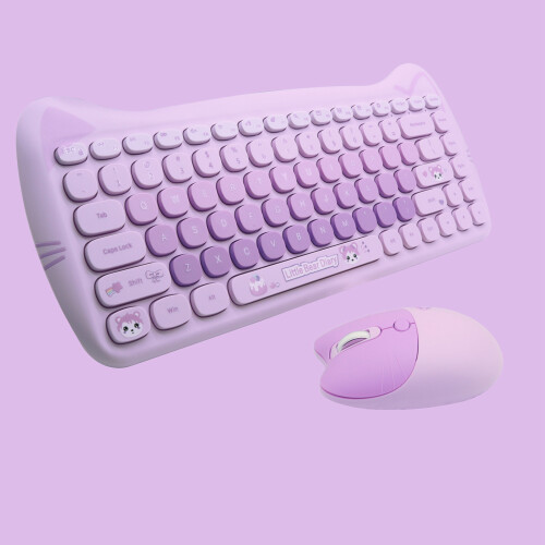 Wireless 84-Key Keyboard & 4-Key Mouse Set, 2.4G, Purple 2