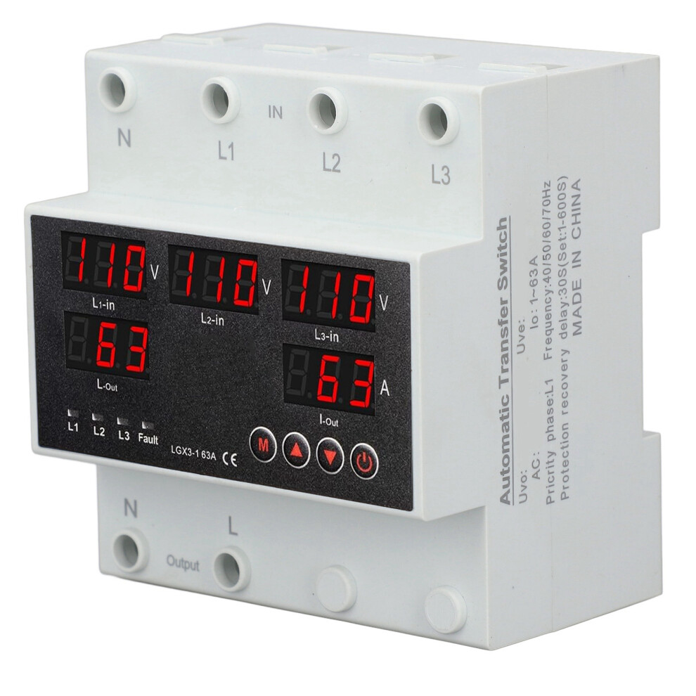 Led Display Automatic Transfer Switch 63A 3P4w Adjustable Voltage For Generator 8771334472376