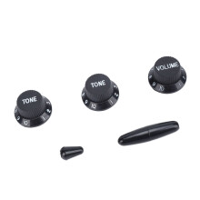 24-Spline Kunststoff Gitarren-Poti-Knopf-Set, Schwarz/Weiß