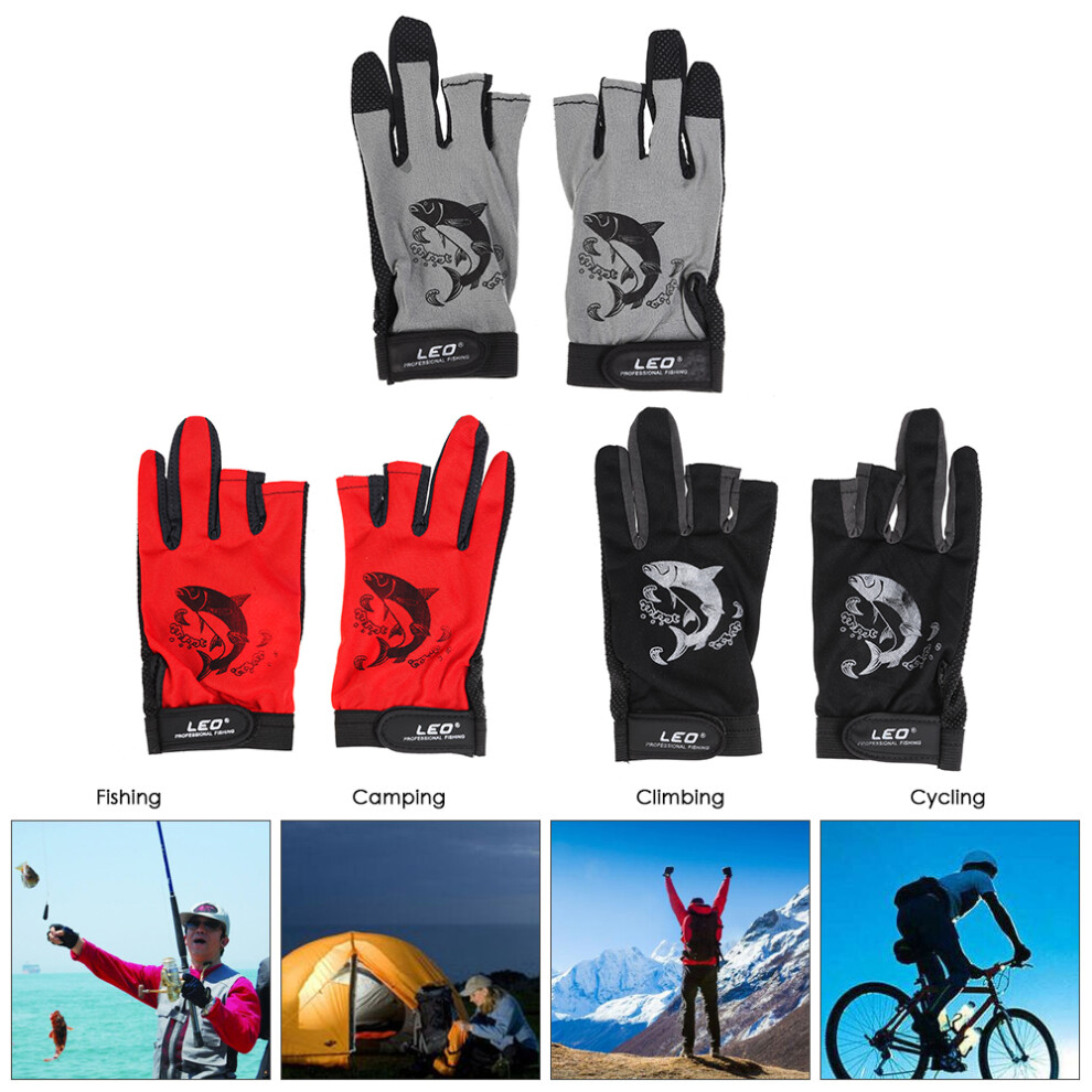 Breathable 3 Finger Cut Sports Gloves Non-slip for Fishing and Camping
