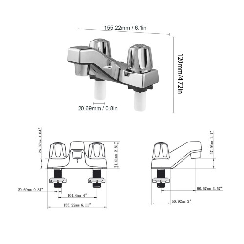 Robinet cascade RV chromé, filetage de 20 mm, 1 trou. 1