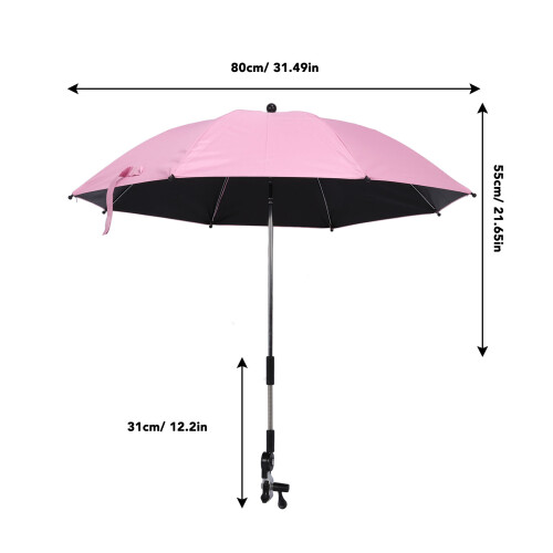 Parasol universel pour poussette rose, 55,5 cm 1