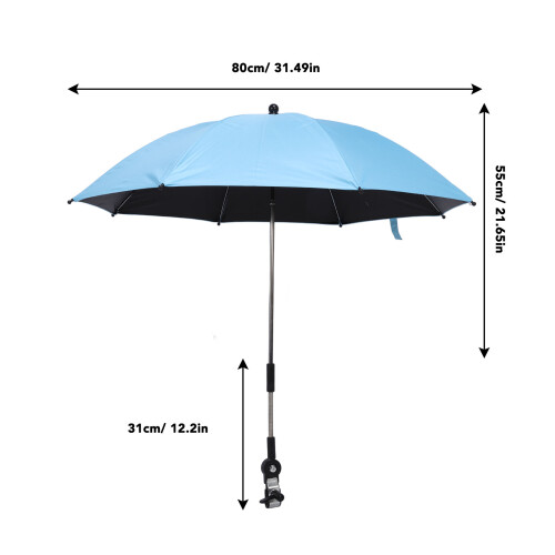 Parasol clipable bleu pour poussette, 55,5 cm 1