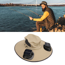 Men's Sun Hat with 2 Solar Fans, UPF50, Fast Drying, 56-60cm Khaki