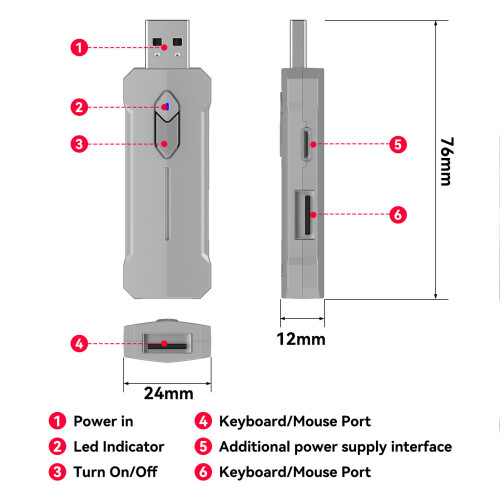 Convertisseur souris-clavier BT 5.3 ABS Android 8+ 1