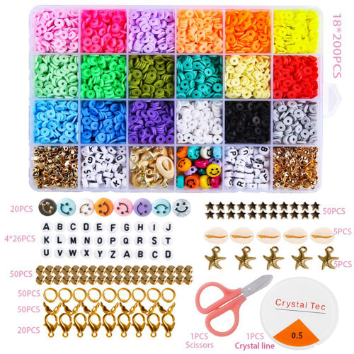 3600Pcs/Κουτί 6mm Πήλινο βραχιόλι χάντρες για κιτ κατασκευής κοσμημάτων, DIY 2