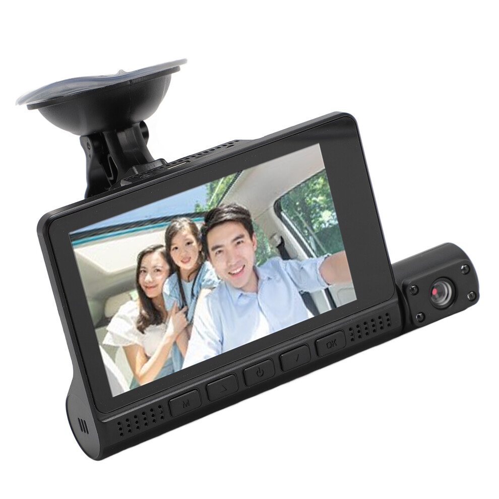 High-Definition 3 Channel Dash Cam 1080P 4In Ips Touch Screen Rotatable Lens 7611334489961