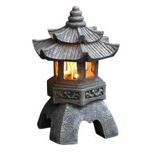 Garden Accessory Ornament Solar Powered Pagoda Lantern Garden Deco, C