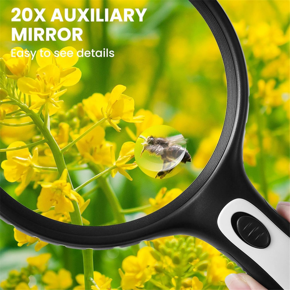 Light Magnifying Glass With ,10X 20X Handheld Magnifying Glass