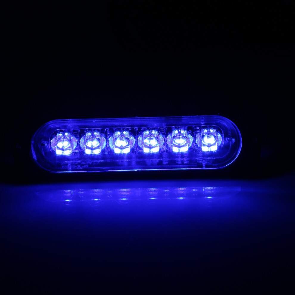 12V Led Strobe Lights 6 Leds Emergency Warning Hazard 2Pcs Blue 8201334492420