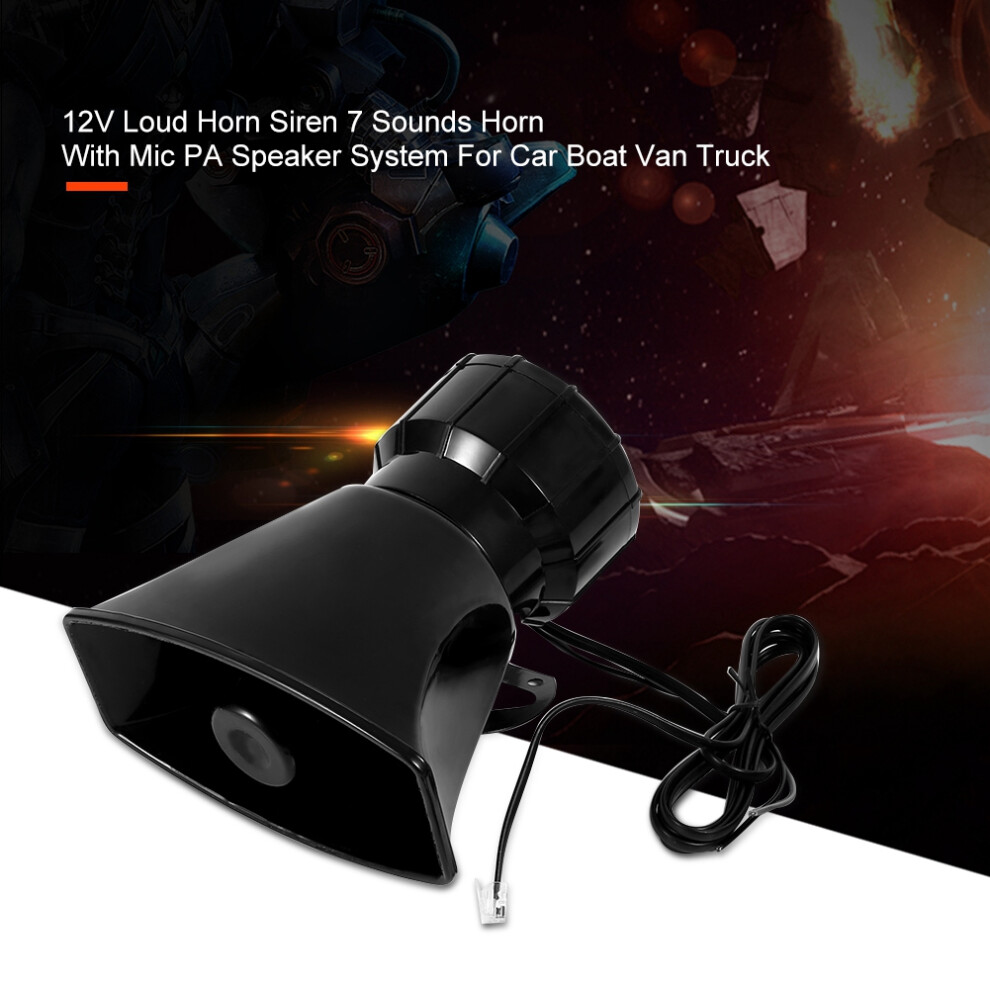 7-Tone 12V Siren Horn With Mic Pa Speaker For Cars Trucks 120Db 3251334492574