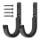4PCS Metal Wall-mounted J Hook Tool Hook Storage Racks Black 4
