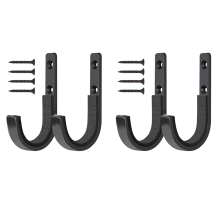 4PCS Metal Wall-mounted J Hook Tool Hook Storage Racks Black