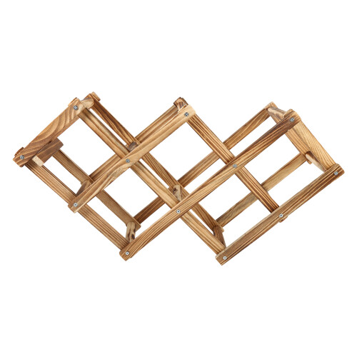 Foldable Wooden Wine Rack Storage for 6 Bottles – Carbonized Finish 1