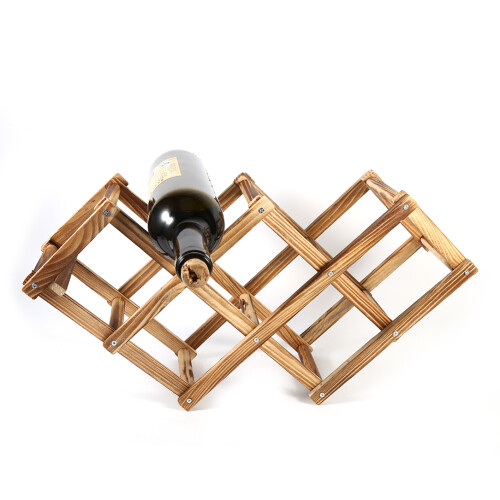 Foldable Wooden Wine Rack Storage for 6 Bottles – Carbonized Finish 2
