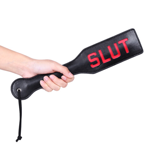 PU Leather Spanking Paddle for Fetish BDSM 32cm x 6.4cm (Black)