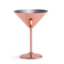 Edelstahl-Cocktailglas, hoher Boden, Weinglas, Kupfer