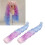 2 pezzi parrucche per bambole a gradiente rosa viola blu 25cm ricce 1