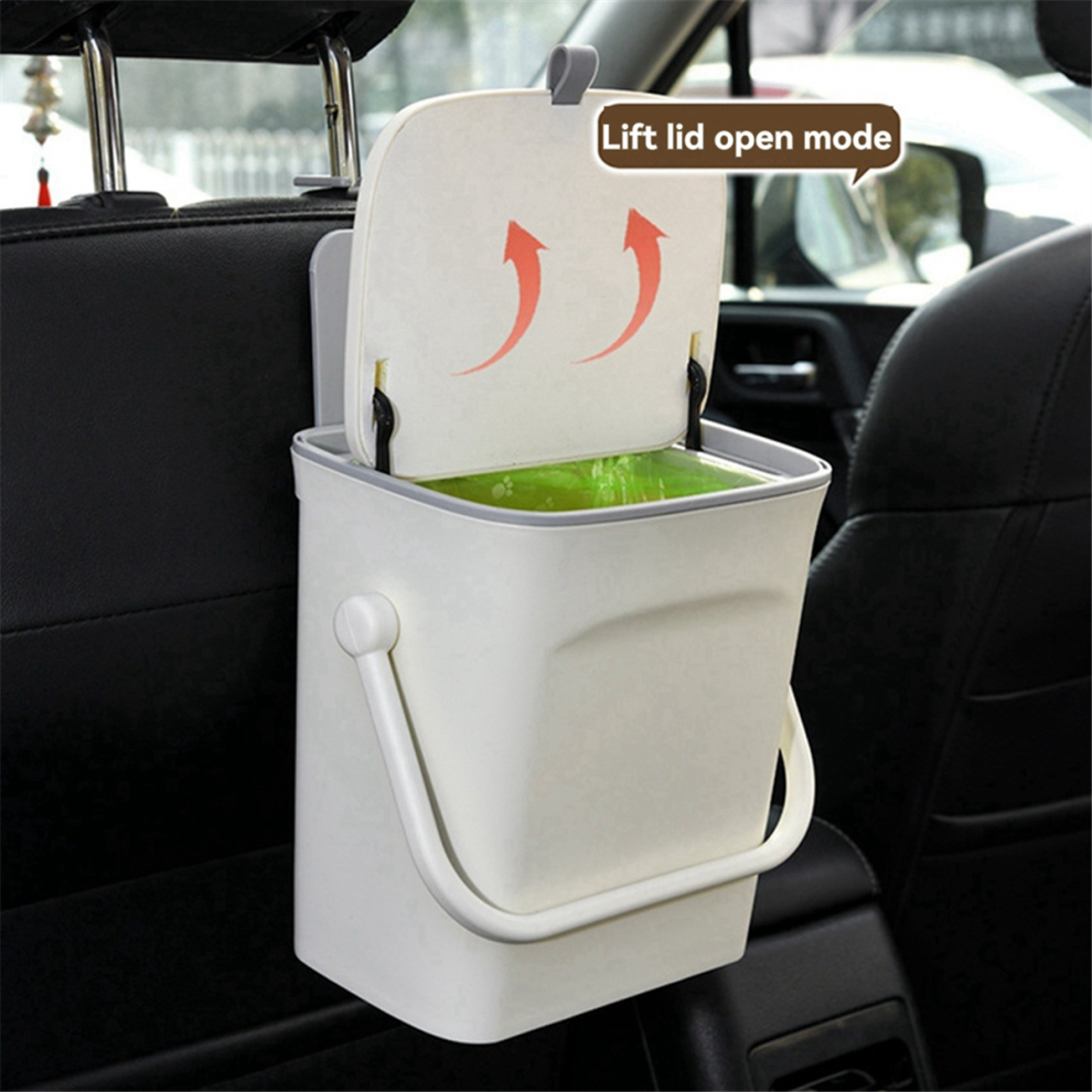Portable Trash Can With Lid For Car Backseat Storage Organizer 4713779622828