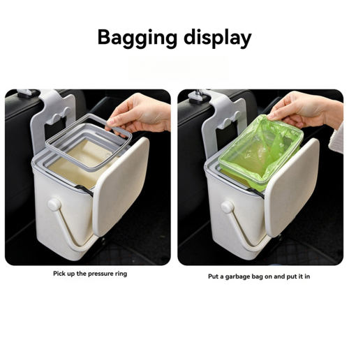 Portable Trash Can with Lid for Car Backseat Storage Organizer 2