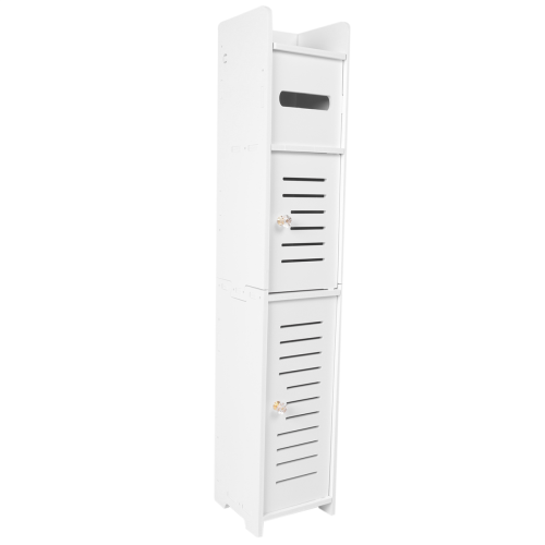 Storage Cabinet for Skinny Bathroom Storage Corner Floor (White) 2