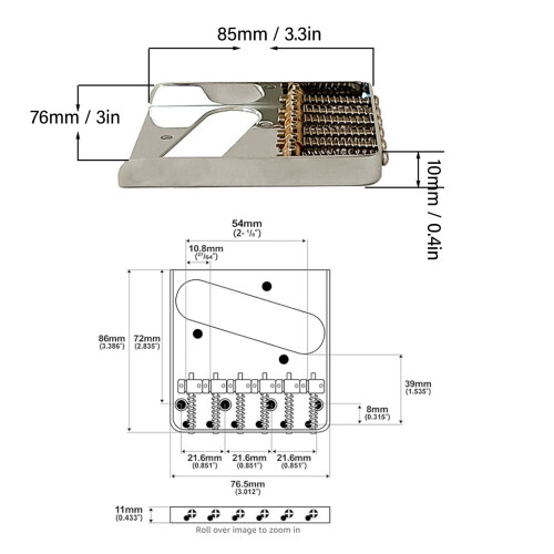 Barili del ponte in ottone per Telecaster a sei corde da 54 mm 1
