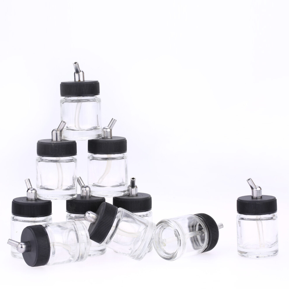 10Pcs 22Cc Transparent Glass Airbrush Bottles With 30 Adapter For Siphon Feed 4961334521257