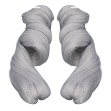 2 pezzi di parrucche da bambola con coda di cavallo 25 cm grigio argento riccioli romani