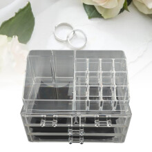Organizzatore per trucchi trasparente, porta pennelli, 4 cassetti