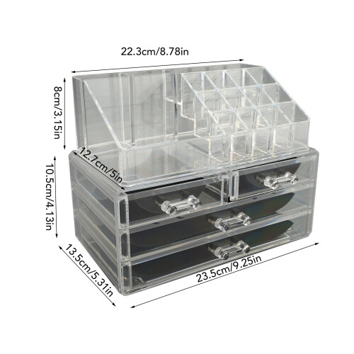 Durchsichtiger Make-up-Organizer 4-Schubladen 23,5x13,5x10,5cm 1